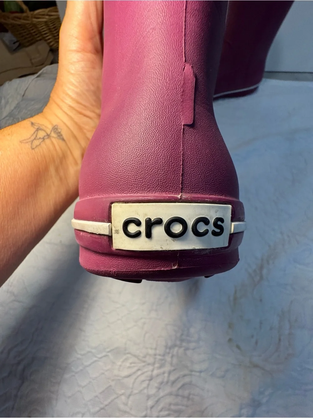 Crocs Tall Rain Boots Women’s 6 Burgundy Berry Rubber Waterproof Wellies